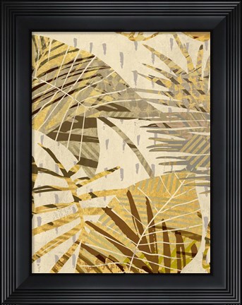 Framed Golden Palms Panel I Print