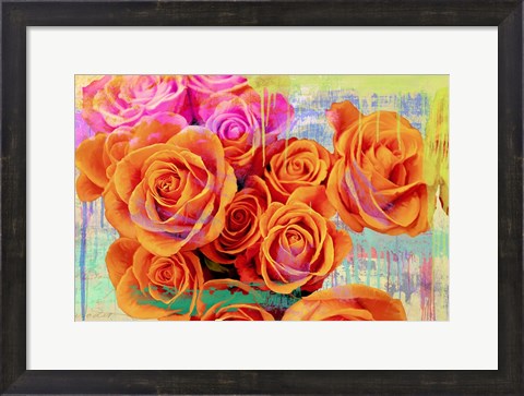 Framed Dripping Roses Print