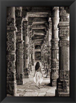 Framed At the Temple, India (BW) Print