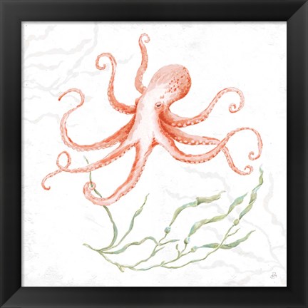 Framed Delicate Sea V Red Print