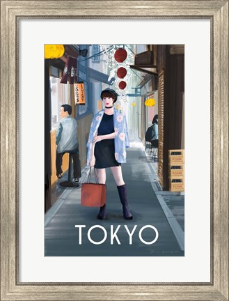 Framed Girl in Tokyo II Print