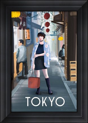 Framed Girl in Tokyo II Print