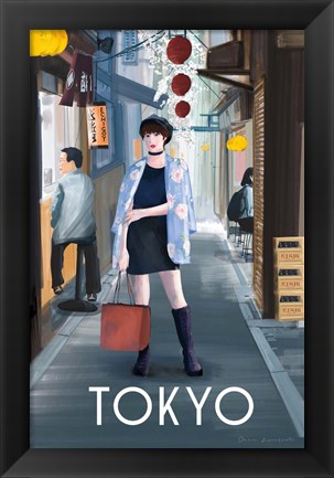 Framed Girl in Tokyo II Print