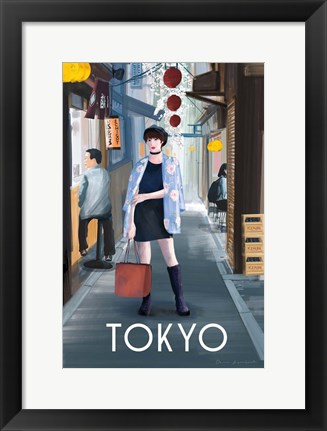 Framed Girl in Tokyo II Print