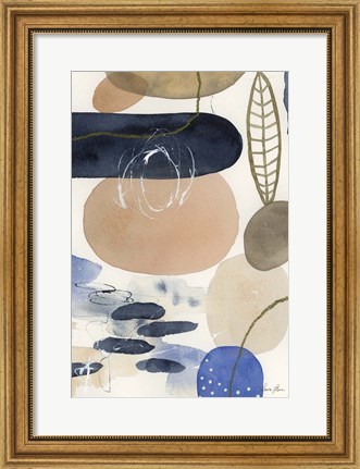 Framed Leaves and Stones IV Print