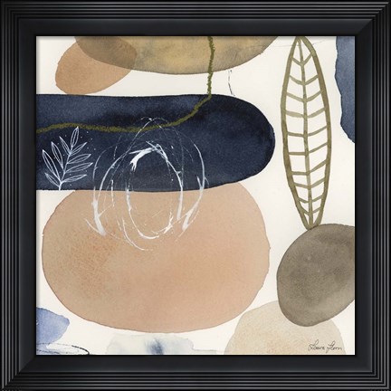 Framed Leaves and Stones III Print
