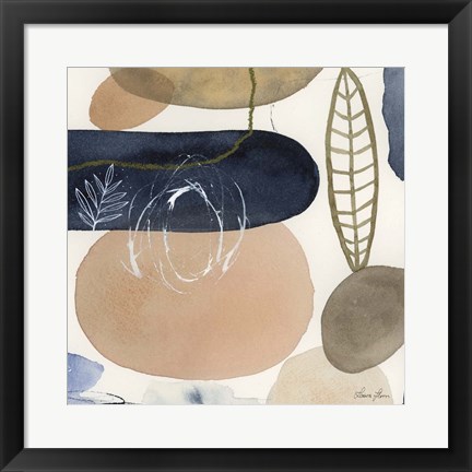 Framed Leaves and Stones III Print