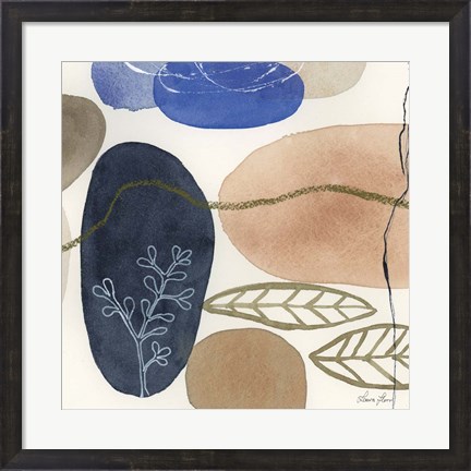 Framed Leaves and Stones II Print