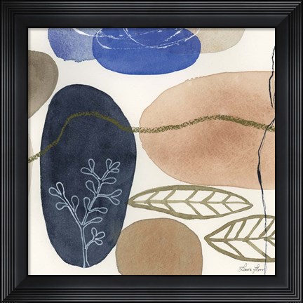 Framed Leaves and Stones II Print