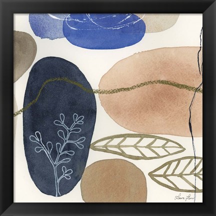 Framed Leaves and Stones II Print