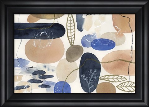 Framed Leaves and Stones I Print