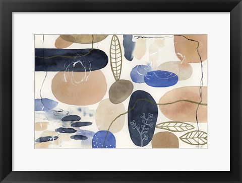 Framed Leaves and Stones I Print