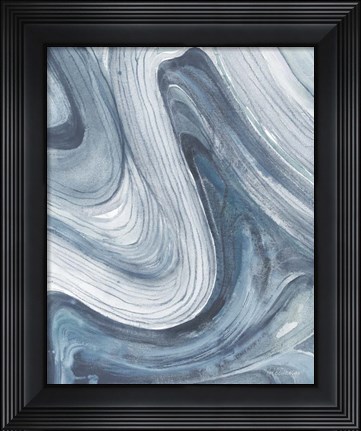 Framed Swirl II Blue Gray Print
