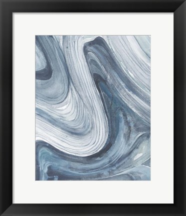 Framed Swirl II Blue Gray Print