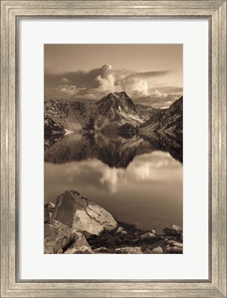 Framed Sawtooth Lake Sepia Print