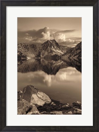 Framed Sawtooth Lake Sepia Print