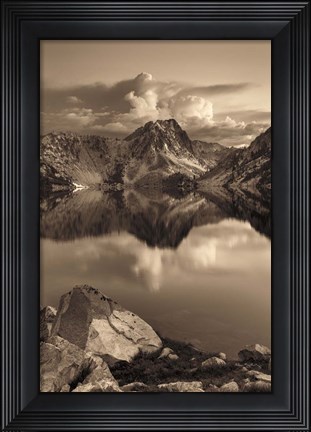 Framed Sawtooth Lake Sepia Print