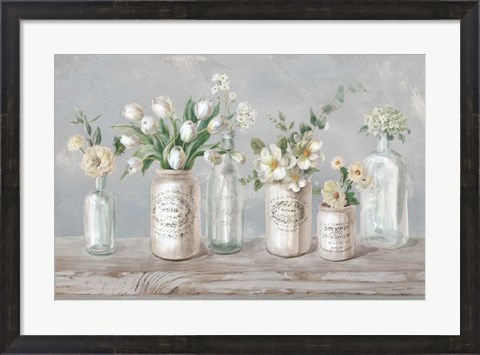 Framed Marmalade Flowers I Neutral Print