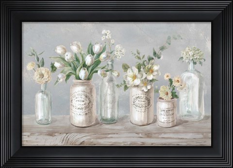 Framed Marmalade Flowers I Neutral Print