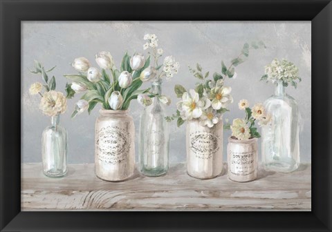 Framed Marmalade Flowers I Neutral Print