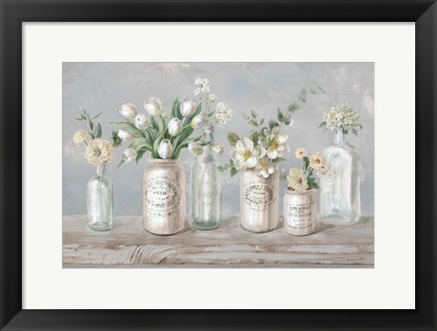 Framed Marmalade Flowers I Neutral Print