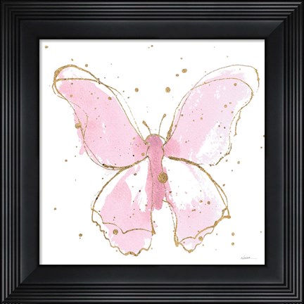 Framed Pink Gilded Butterflies II Print