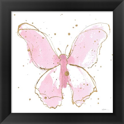 Framed Pink Gilded Butterflies II Print