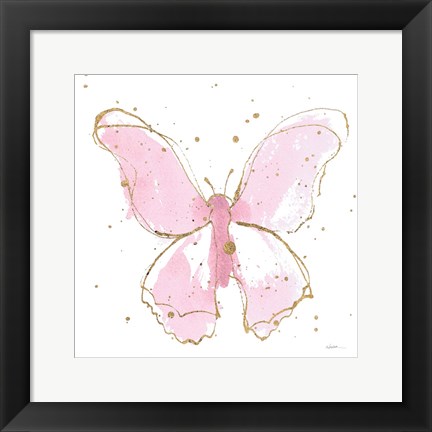 Framed Pink Gilded Butterflies II Print