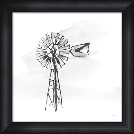 Framed Windmill V BW Print