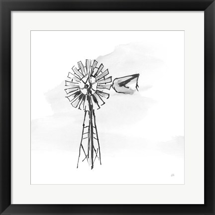 Framed Windmill V BW Print