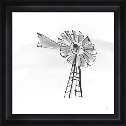 Framed Windmill VII BW Print