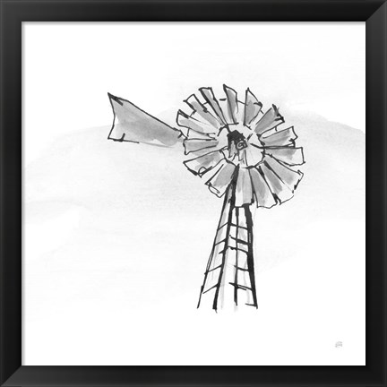 Framed Windmill VII BW Print