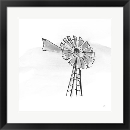 Framed Windmill VII BW Print