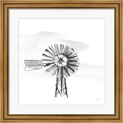 Framed Windmill VI BW Print