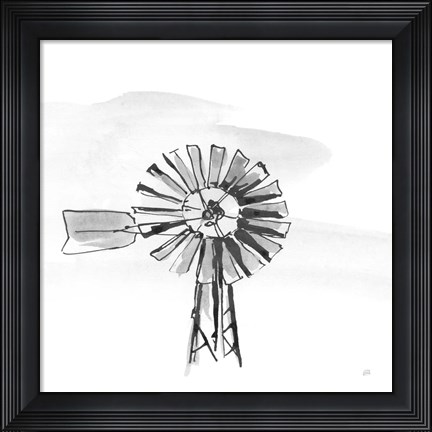 Framed Windmill VI BW Print