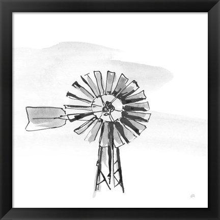 Framed Windmill VI BW Print