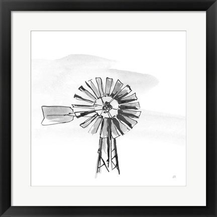 Framed Windmill VI BW Print