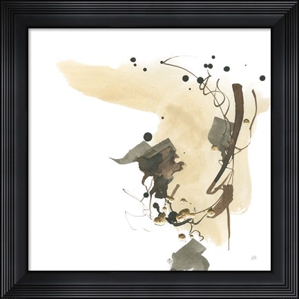 Framed Gold Dots I Brown Print