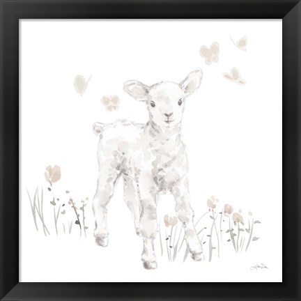 Framed Spring Lambs I Neutral Print