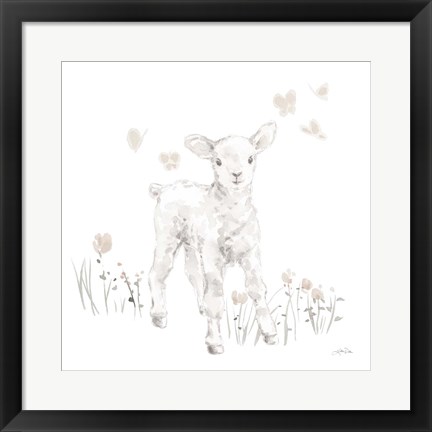 Framed Spring Lambs I Neutral Print