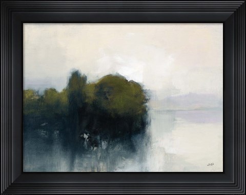 Framed Murmuring Shore Olive Green Print