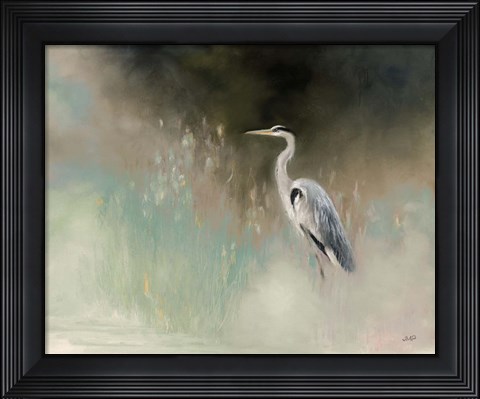 Framed Peaceful Egret Teal Print