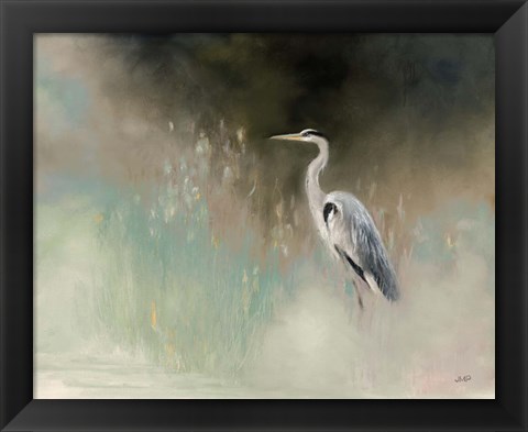 Framed Peaceful Egret Teal Print