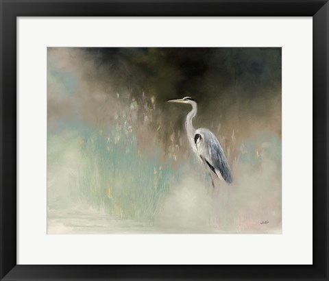 Framed Peaceful Egret Teal Print