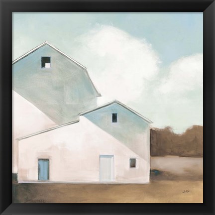 Framed Barn Shadows Neutral Print