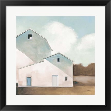 Framed Barn Shadows Neutral Print