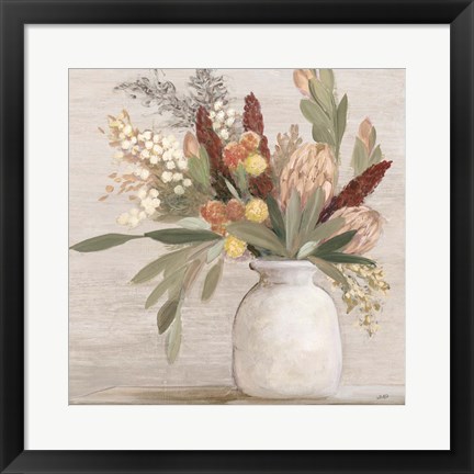 Framed Warm Protea Still Life Crop Print