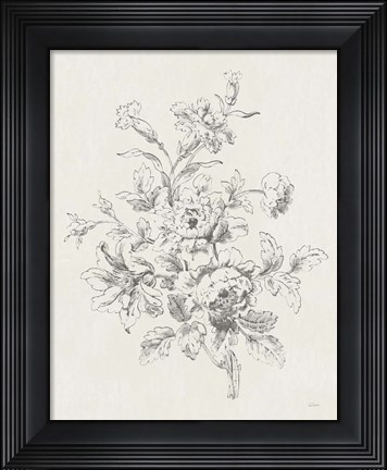 Framed Toile Roses IX Neutral Print