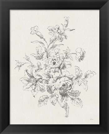 Framed Toile Roses IX Neutral Print