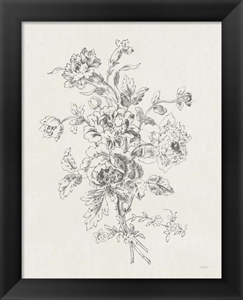 Framed Toile Roses VIII Neutral Print